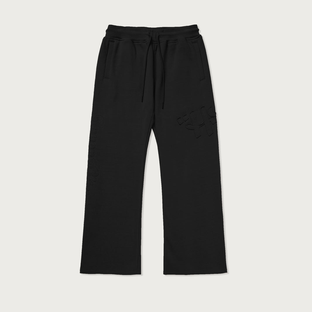 Script Embroidered Sweats- Black