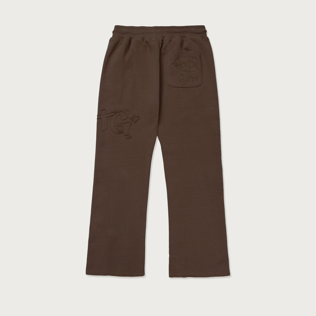 Script Embroidered Sweats- Brown