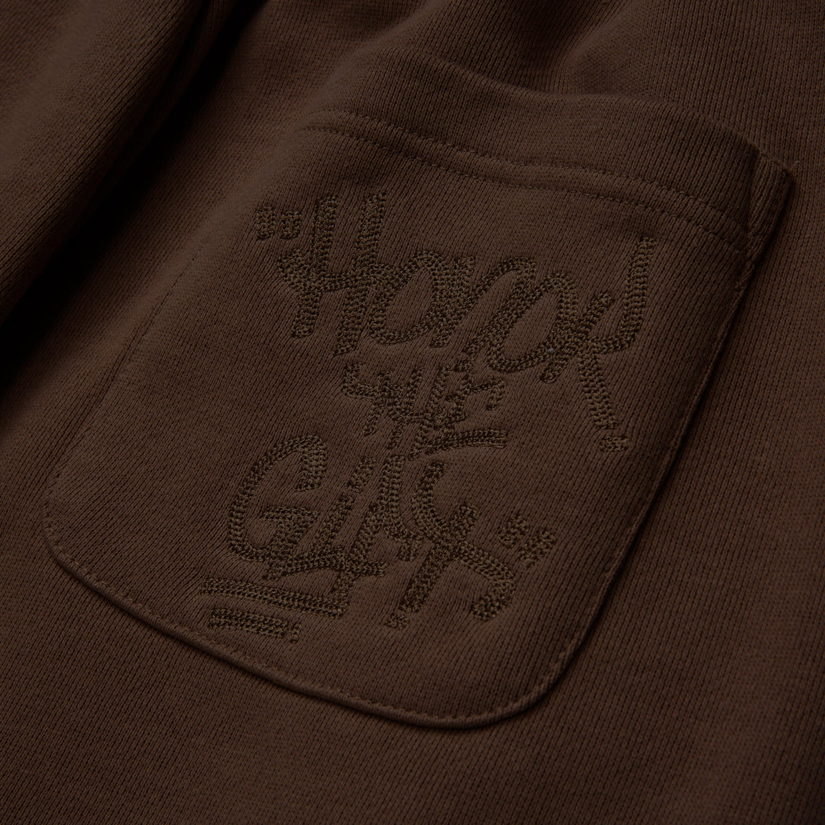 Script Embroidered Sweats- Brown