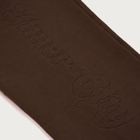 Script Embroidered Sweats- Brown