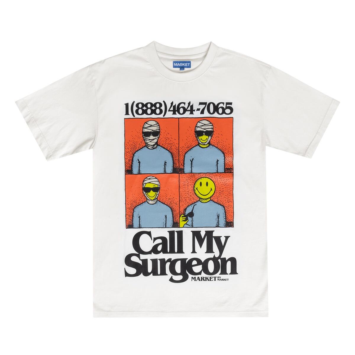 Smiley Call My Surgeon Tee - White