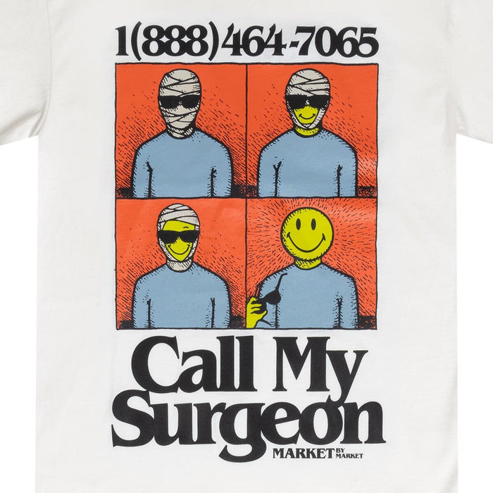 Smiley Call My Surgeon Tee - White