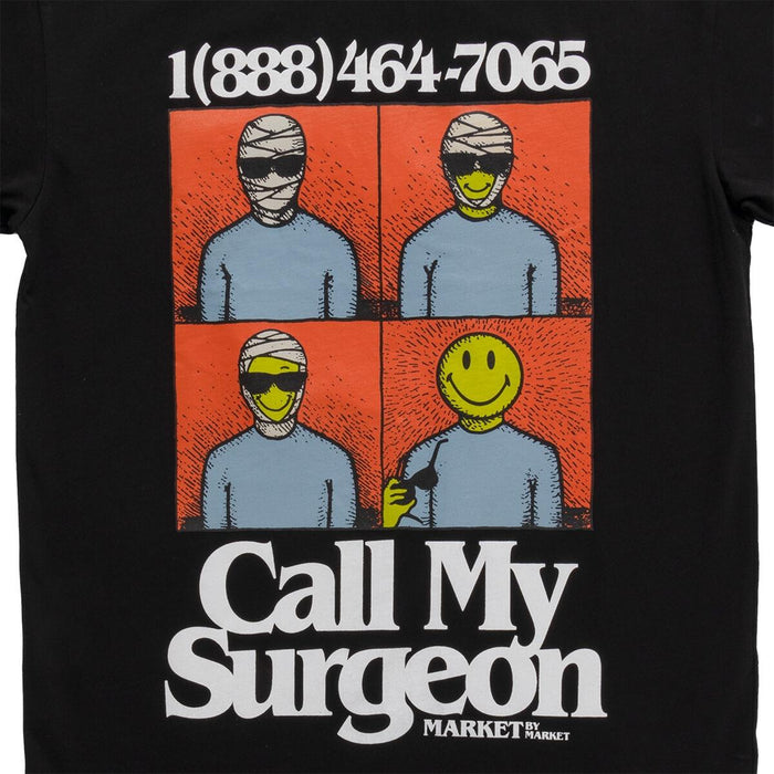 Smiley Call My Surgeon Tee - Black