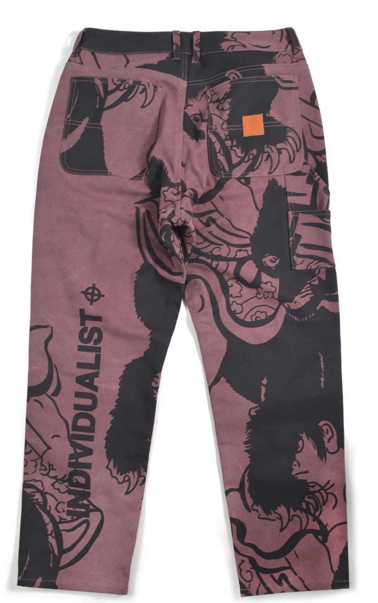 Kintaro Print Carpenter Pant - Merlot