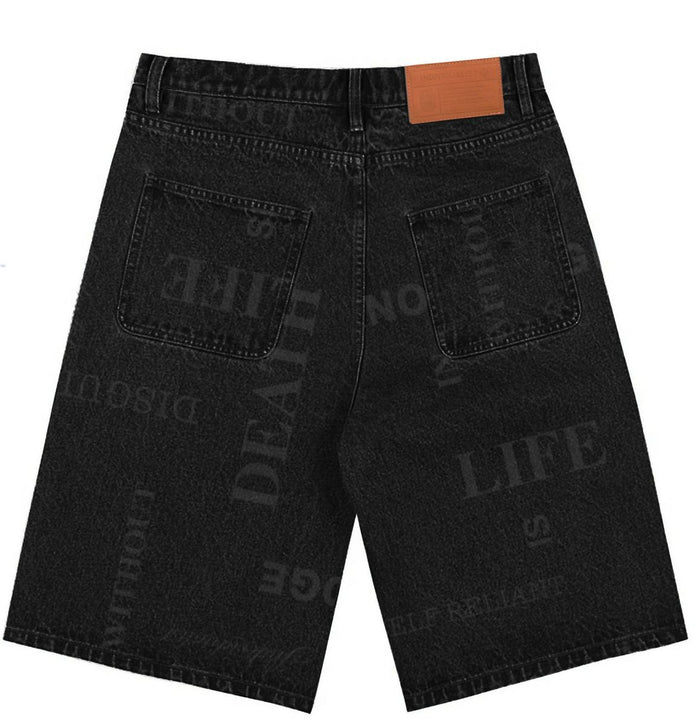 Knowledge Laser Print Big Boy Shorts - Black