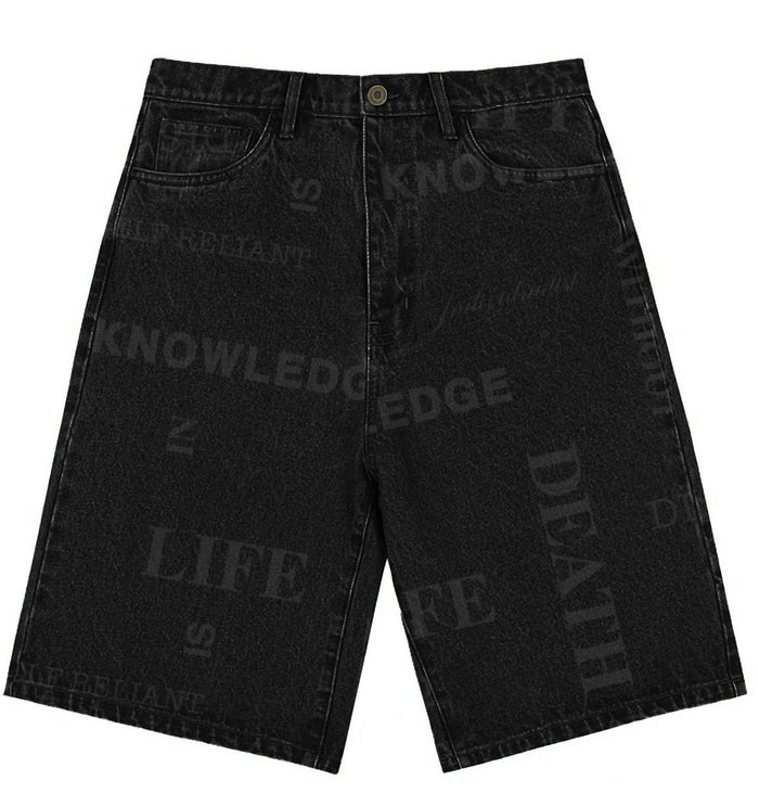 Knowledge Laser Print Big Boy Shorts - Black