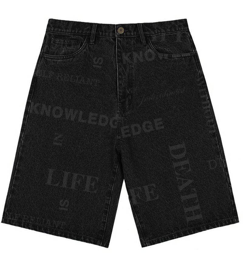 Knowledge Laser Print Big Boy Shorts - Black