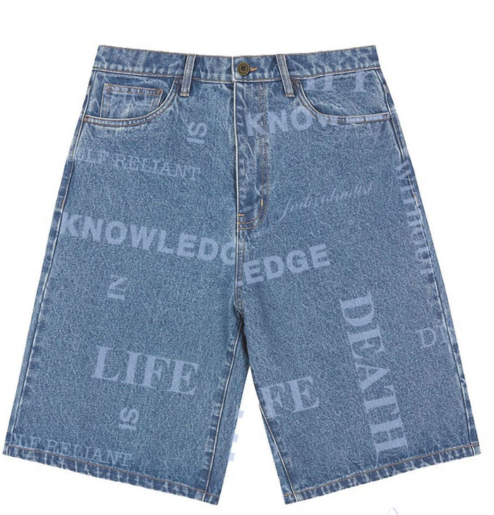 Knowledge Laser Print Big Boy Shorts - Indigo