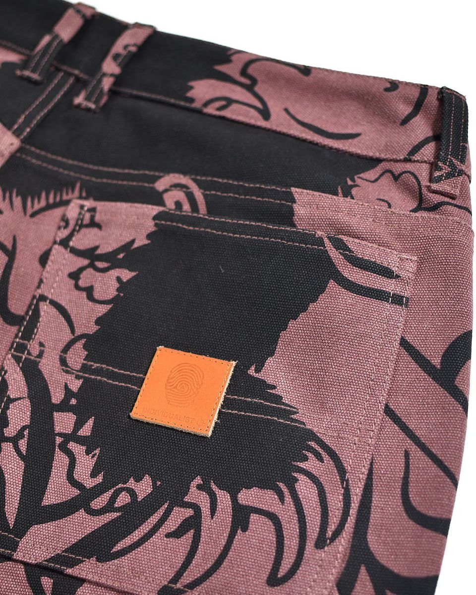 Kintaro Print Carpenter Pant - Merlot