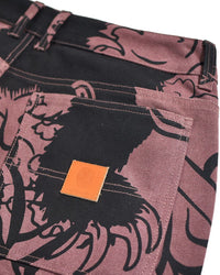 Kintaro Print Carpenter Pant - Merlot