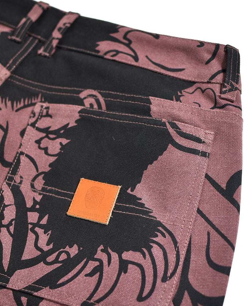 Kintaro Print Carpenter Pant - Merlot
