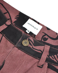 Kintaro Print Carpenter Pant - Merlot