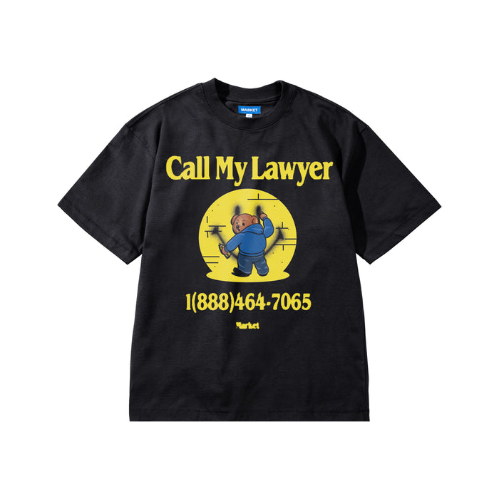Smiley Call My Lawyer Bear Tee - Jet Black