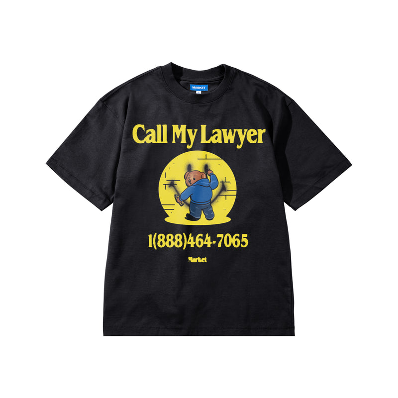 Smiley Call My Lawyer Bear Tee - Jet Black