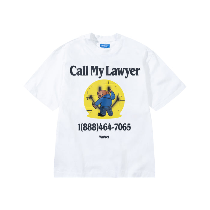 Smiley Call My Lawyer Bear Tee - White