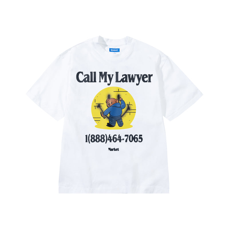 Smiley Call My Lawyer Bear Tee - White