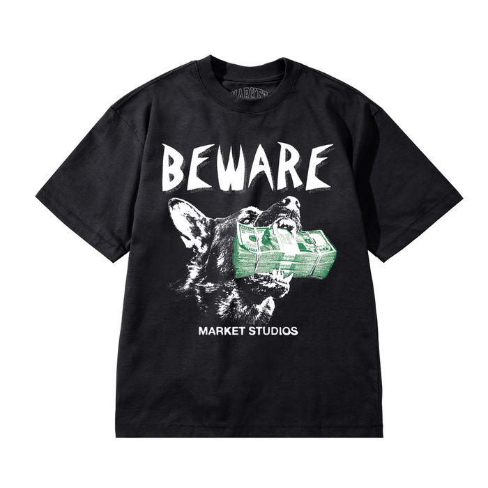 Beware My Income Tee - Washed Black