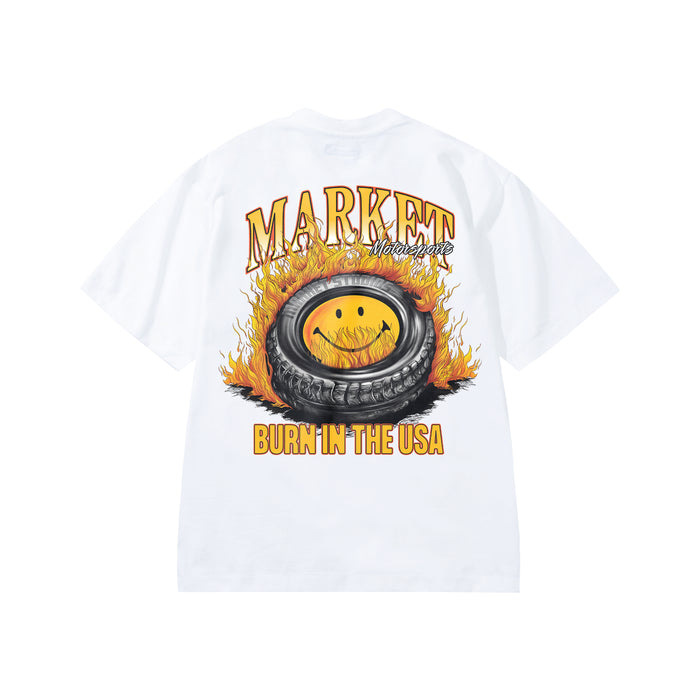 Smiley Burnt Rubber Tee - White