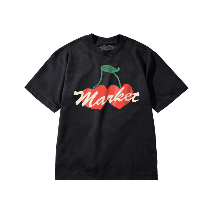 Double Cherries Tee - Pirate Black
