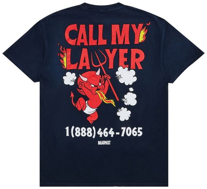 Hot Stuff Call My Lawyer Tee - Washed Blue