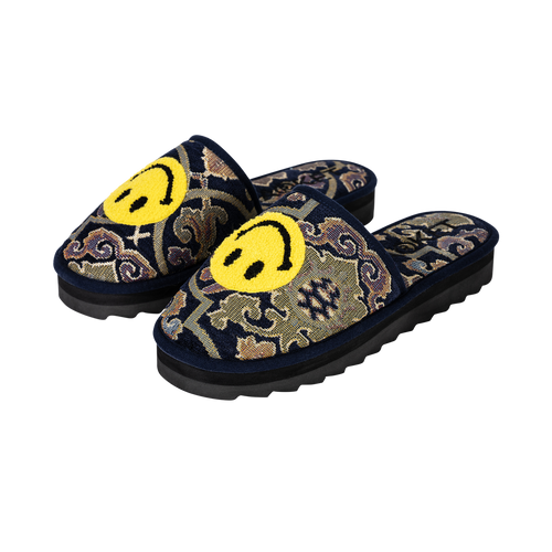 Smiley Upside Down Hotel Slippers - Blue