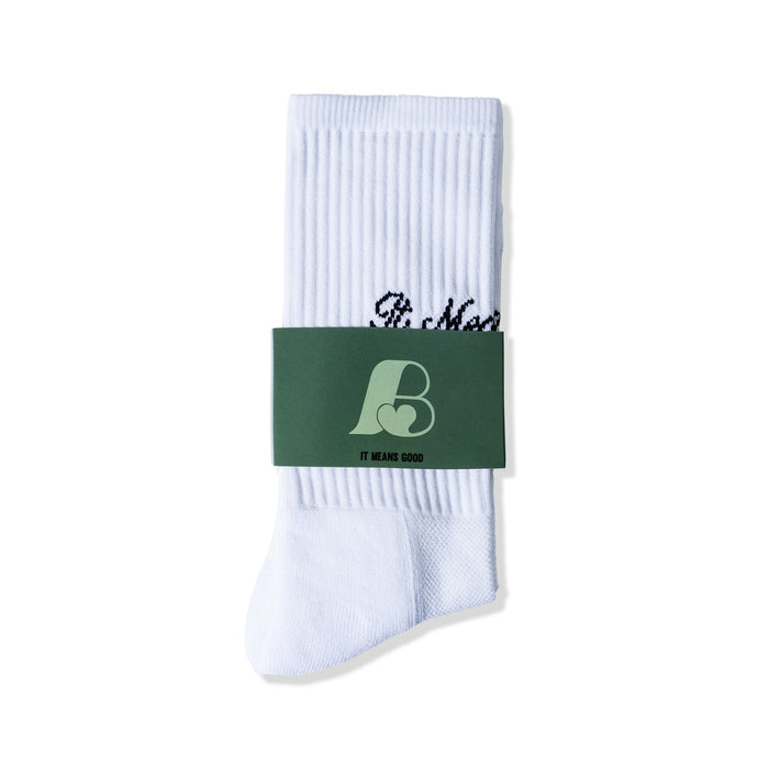 Script Logo Sock - White