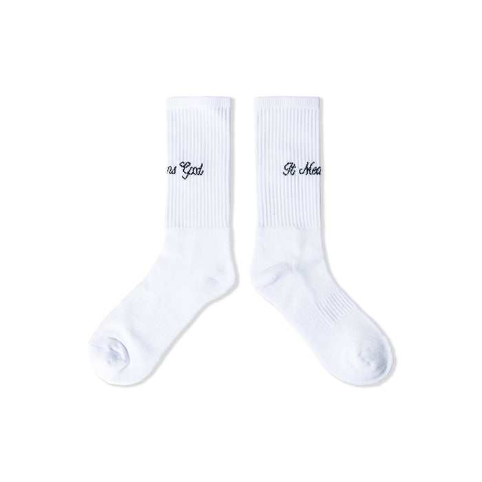 Script Logo Sock - White