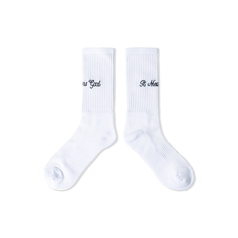 Script Logo Sock - White