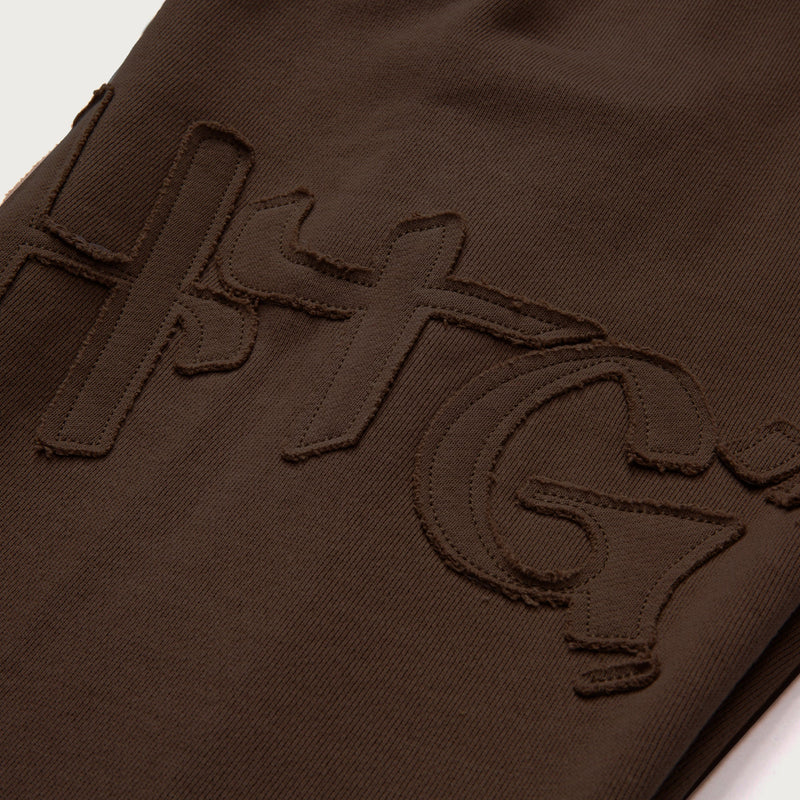 Script Embroidered Sweats- Brown