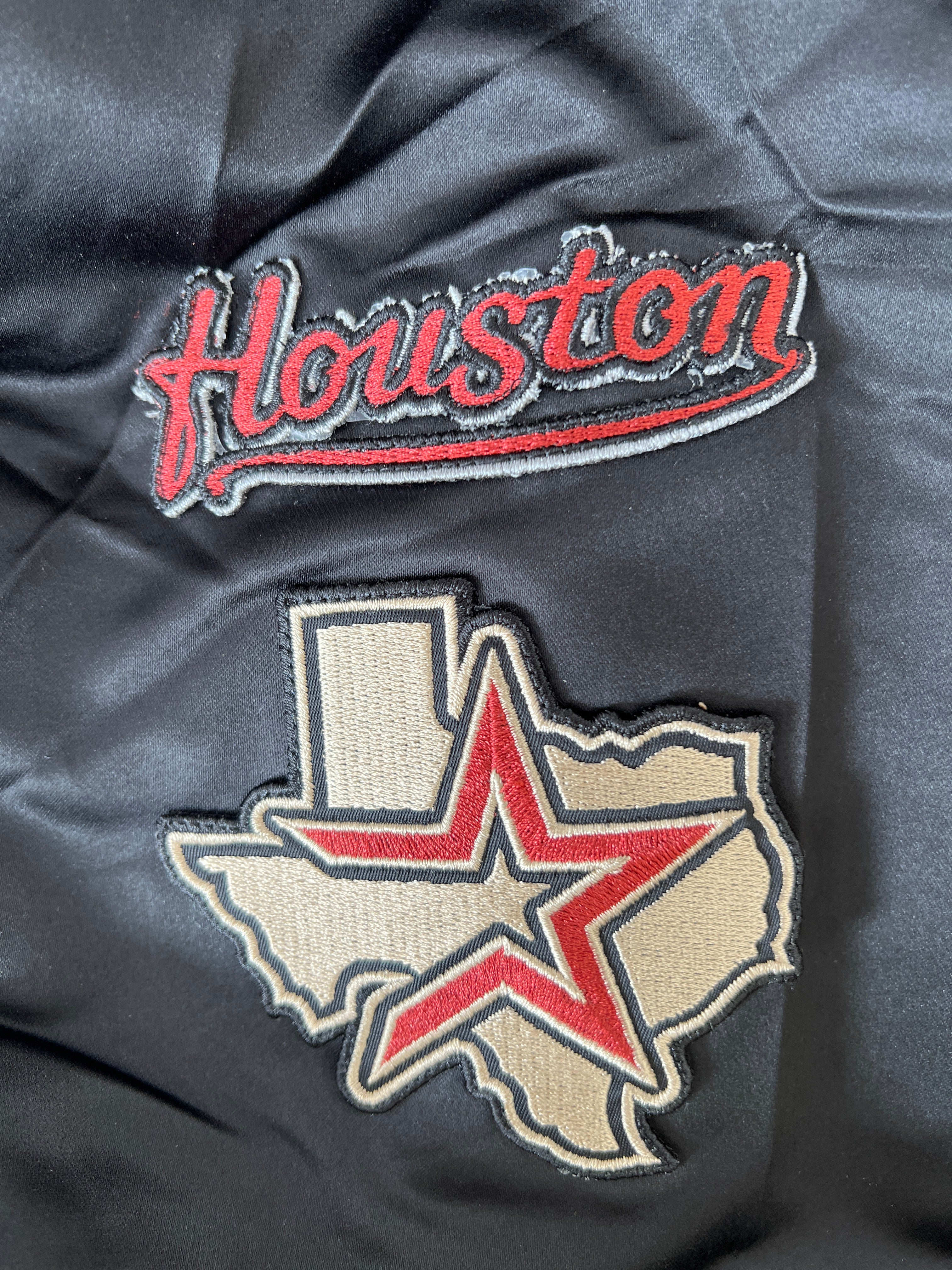 Lightweight Satin Bomber Vintage Logo Houston Astros - Black