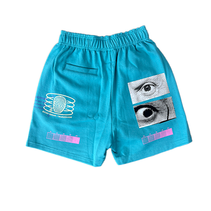 Test Print Fleece Shorts - Aqua