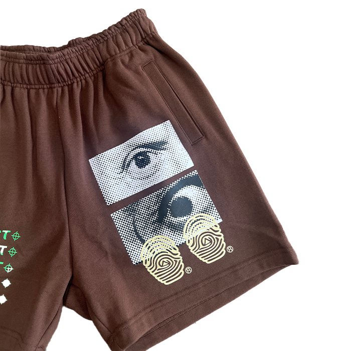 Test Print Fleece Shorts - Brown