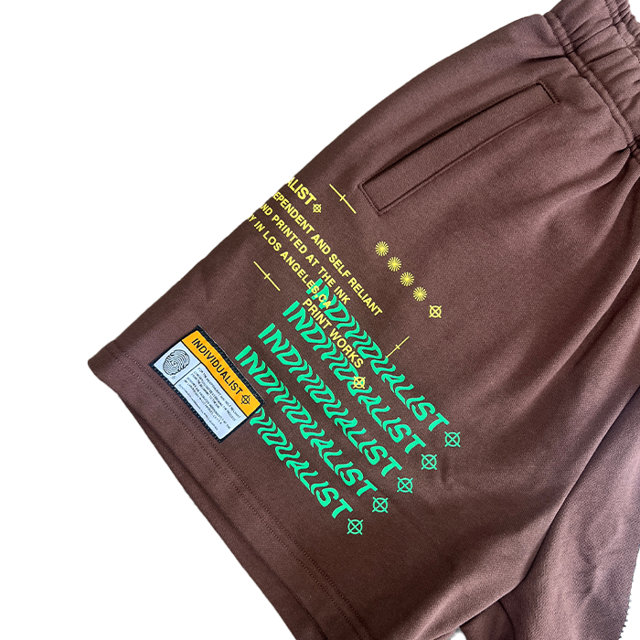 Test Print Fleece Shorts - Brown