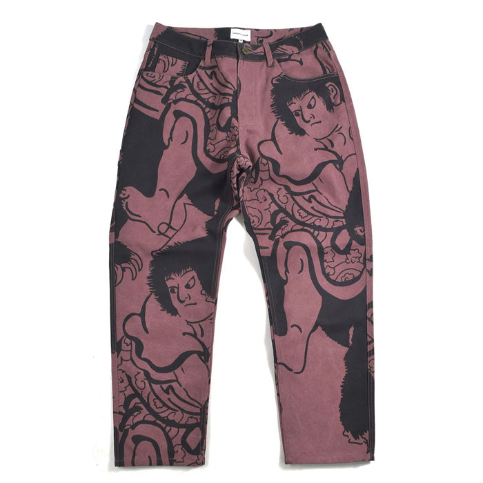 Kintaro Print Carpenter Pant - Merlot