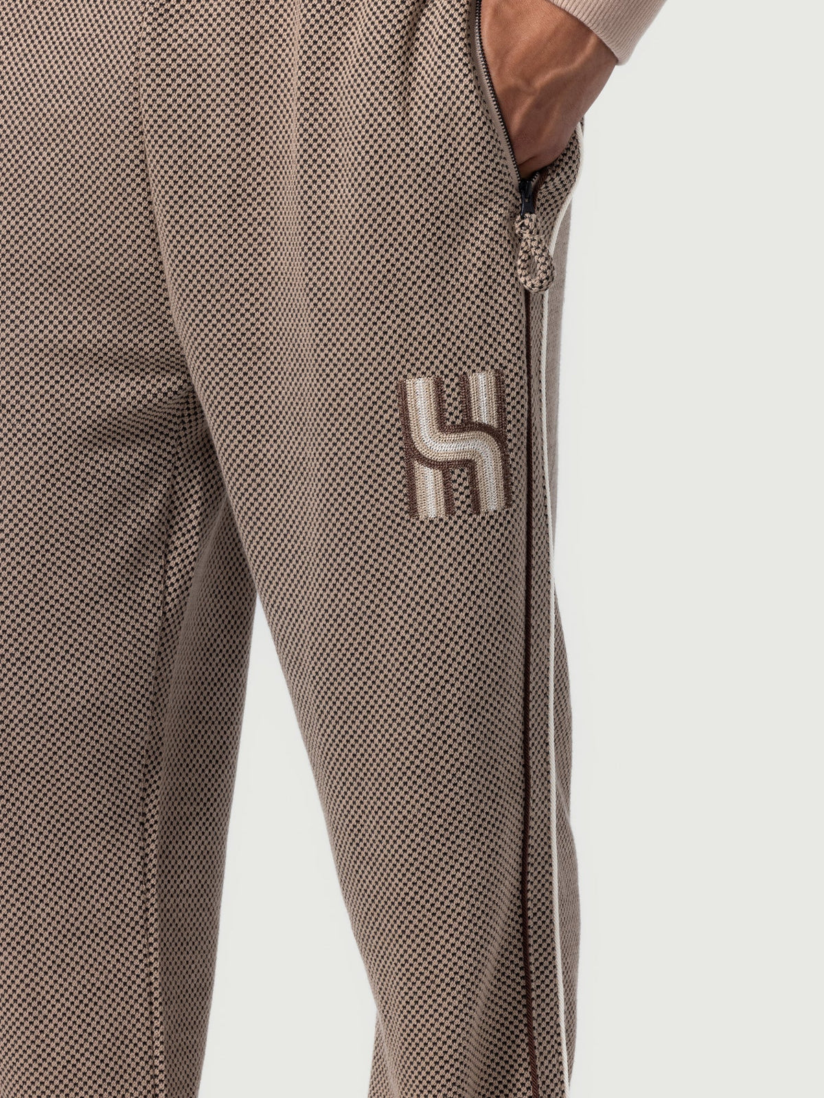 Novelty Knit Track Pant - Brown