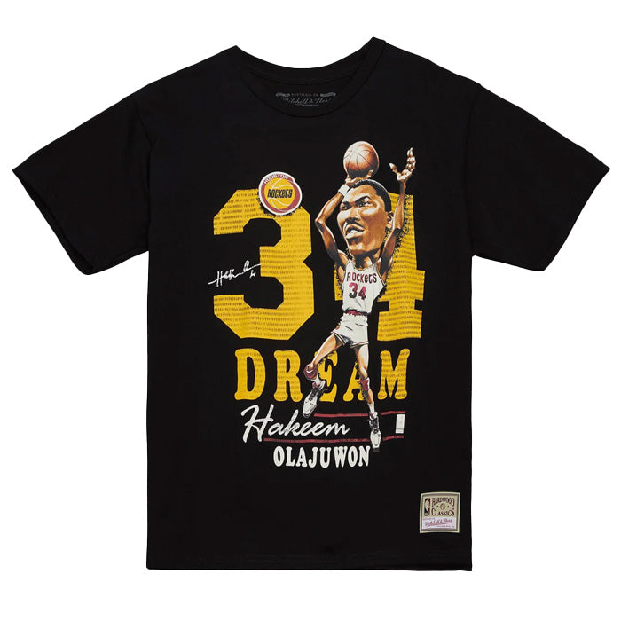 Houston Rockets Caricatures Hakeem Olajuwon Tee - Black