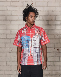 Food Button Up - Red