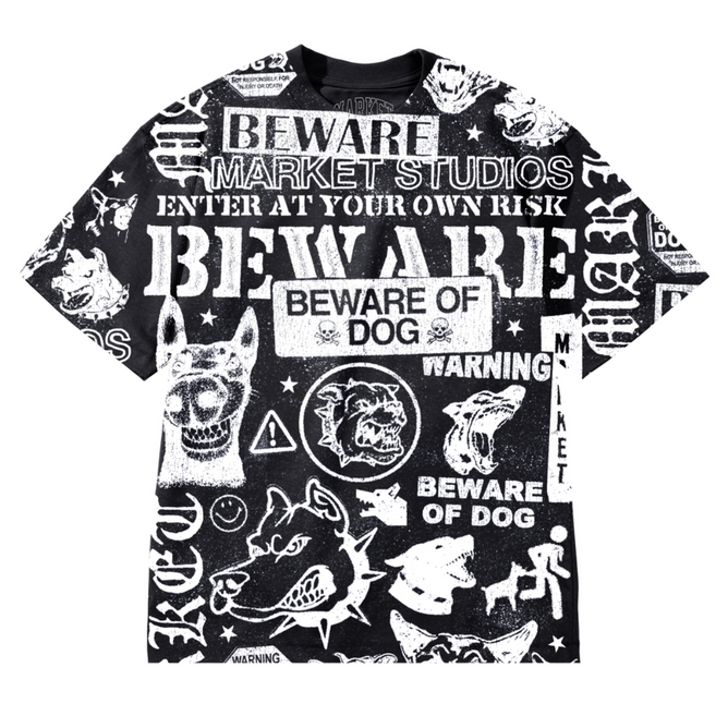 Beware All Over Tee - Jet Black