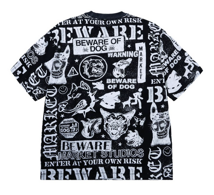 Beware All Over Tee - Jet Black