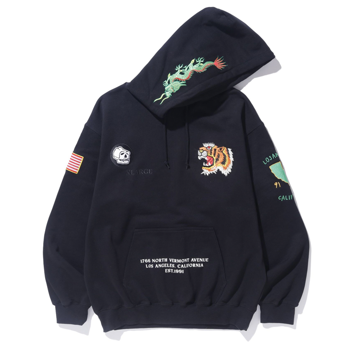 Tiger Embroidery Hoodie - Black