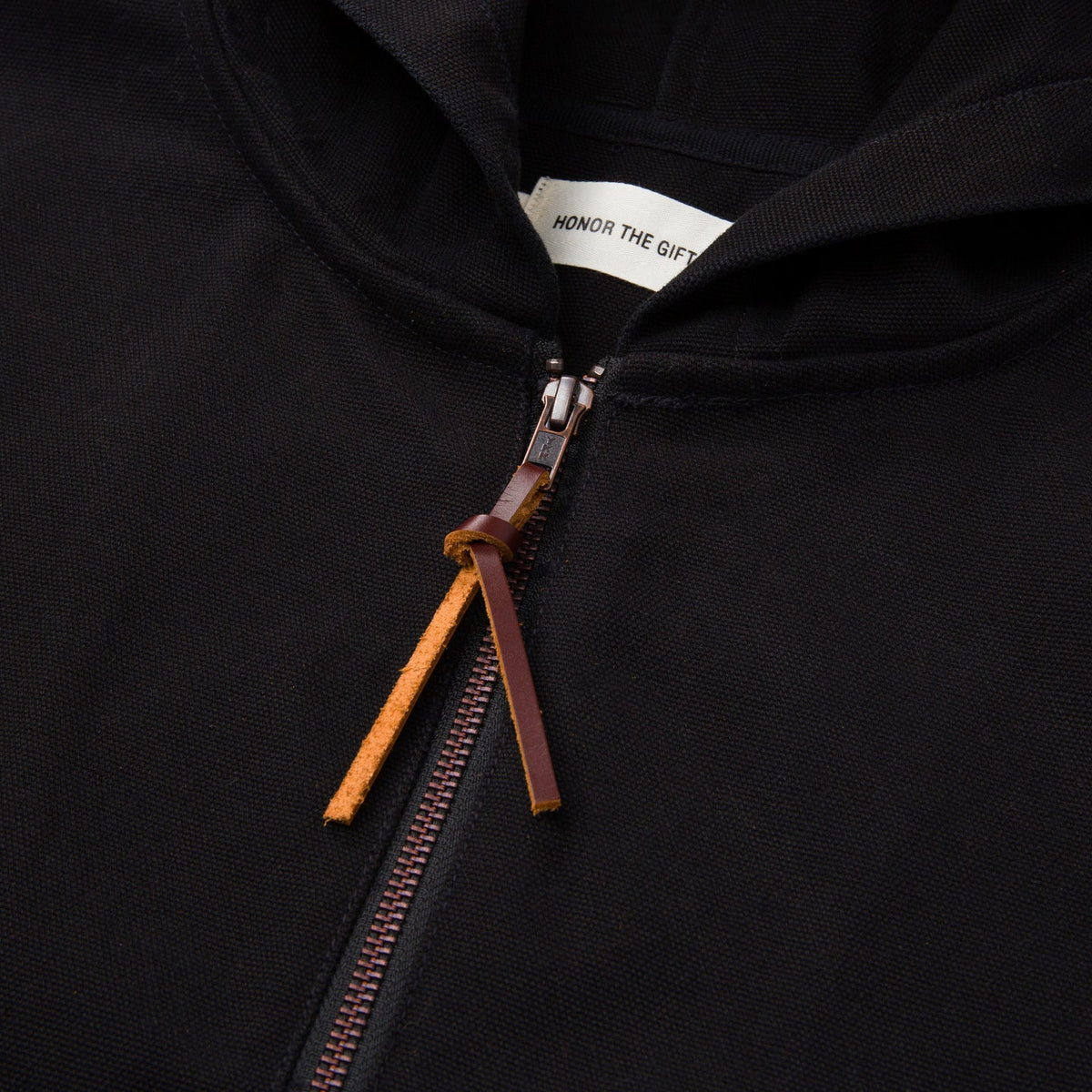 Washed Canvas Zip Hoodie - Black