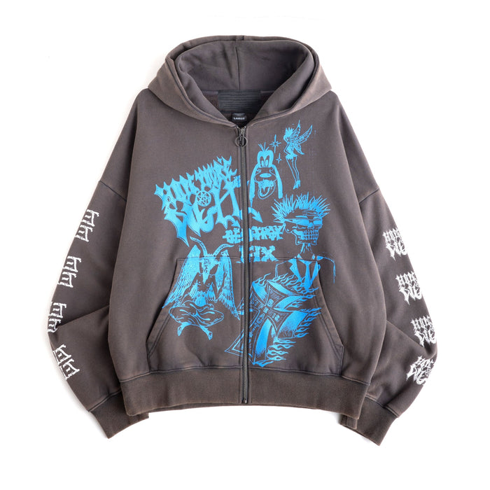 Hope You're Well Zip Hoodie - Grey