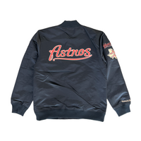 Lightweight Satin Bomber Vintage Logo Houston Astros - Black