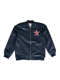 Lightweight Satin Bomber Vintage Logo Houston Astros - Black