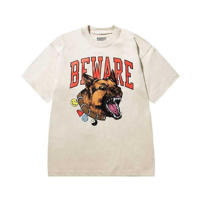 Smiley Beware My Collar Tee - Wood Ash