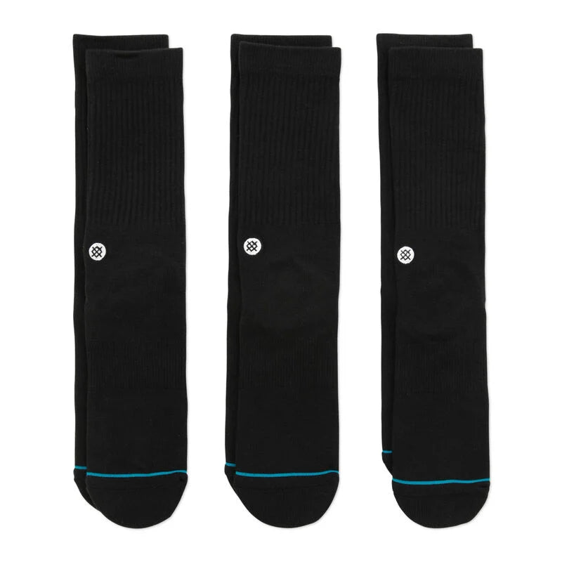 Icon Crew Sock 3 Pack - Black