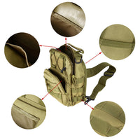 Shoulder Sling Cross Body Bag w/4patches - Khaki