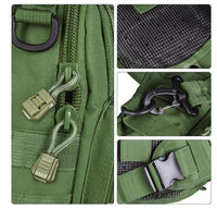 Shoulder Sling Cross Body Bag w/4patches - Olive