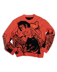 Kintaro Big Print Knit Jumper - Orange