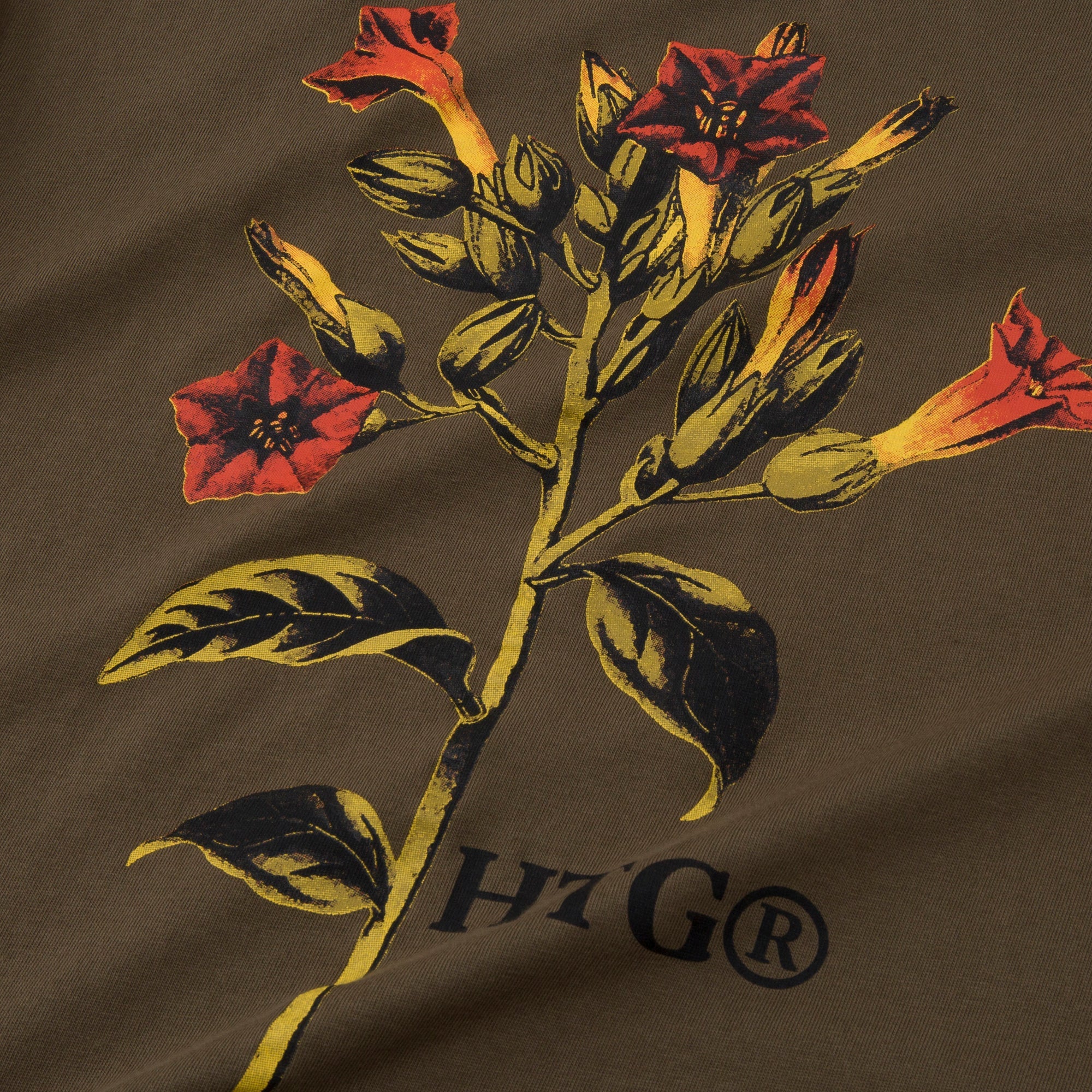 Tobacco Flower Tee - Olive